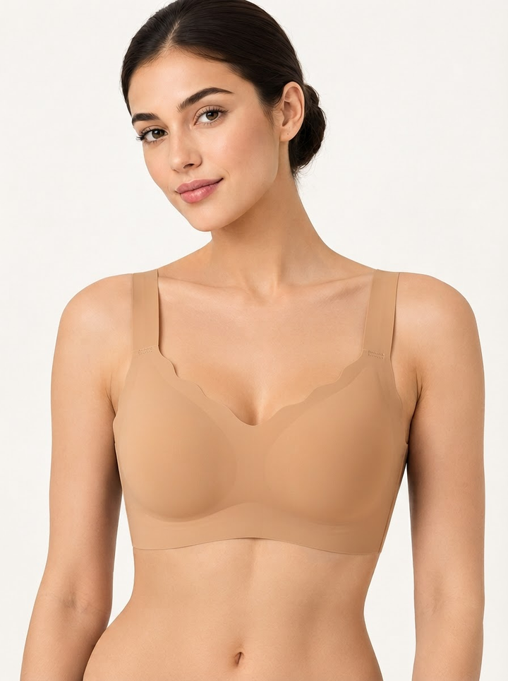 Scallop-Neck Adjustable-Strap Bra
