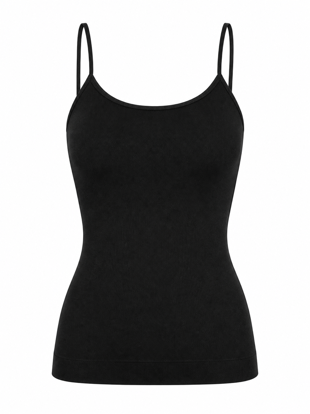 Black seamless shaping camisole, front view