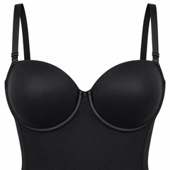 Black detail view - cups and adjustable straps