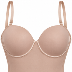 Nude detail view - cups and adjustable straps