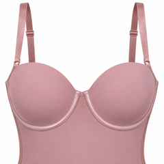 Pink detail view - cups and adjustable straps