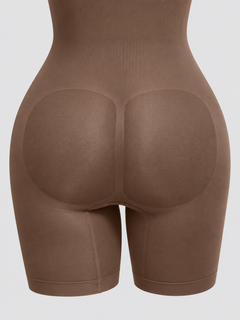 Brown detail view - back panels and leg hems