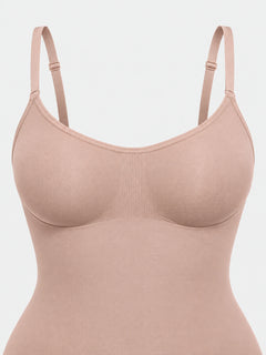 Nude Pink detail view - neckline and adjustable straps