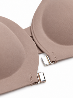 Taupe detail view - open front clasp