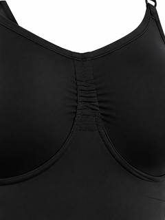 Black detail view - cup seams and centre ruching