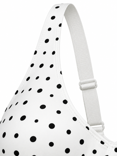 White Polka Dot detail view - adjustable shoulder strap