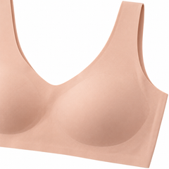 Peach detail view - neckline and cups