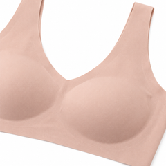 Pink detail view - neckline and cups