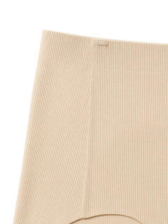 Cream detail view - waistband and ribbed fabric