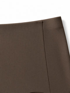 Dark Brown detail view - waistband and ribbed fabric