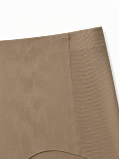 Taupe detail view - waistband and ribbed fabric
