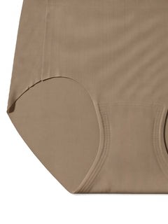 Taupe detail view - leg-opening edge