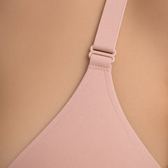 Light Pink detail view - cup edge and adjustable strap