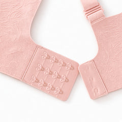 Light Pink detail view - back hook-and-eye closure and strap