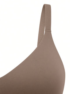 Cocoa Brown detail view - cup edge and strap