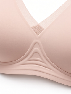 Light Pink detail view - mesh neckline and curved undercup detailing