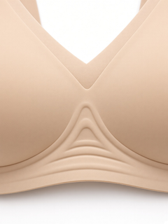 Nude detail view - mesh neckline and curved undercup detailing