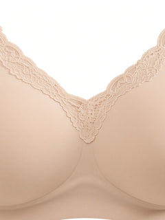 Nude detail view - floral lace neckline