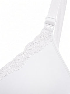 White detail view - lace and adjustable strap