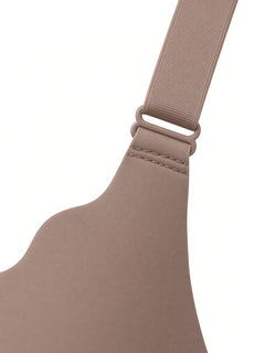 Taupe detail view - adjustable strap