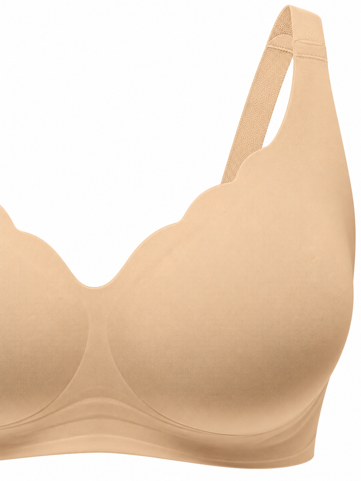 Scallop-Neck Adjustable-Strap Bra